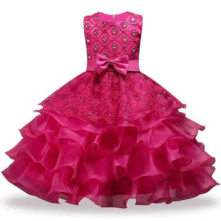 Baby Girls Pink Purple Embroidered Wedding Princess Dress - Princess Dress - LZH - Mad Fly Essentials