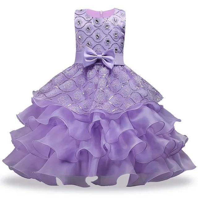 Baby Girls Pink Purple Embroidered Wedding Princess Dress - Princess Dress - LZH - Mad Fly Essentials