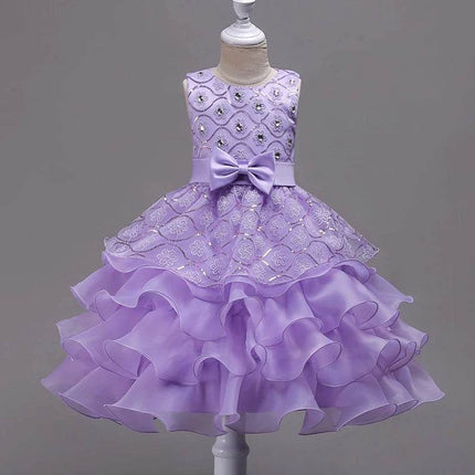 Baby Girls Pink Purple Embroidered Wedding Princess Dress - Princess Dress - LZH - Mad Fly Essentials