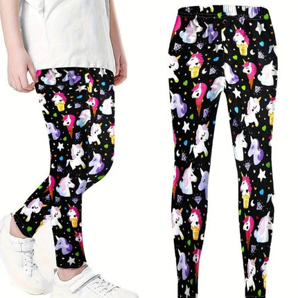 Baby Girls Unicorn 3D 4 - 12Y Pencil Leggings - Leggings - LJMOFA - Mad Fly Essentials