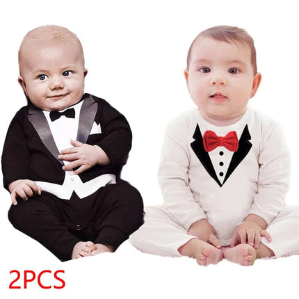 Baby Romper Baby Boy Long White - Black Jumpsuit - Baby Romper - PureMilk - Mad Fly Essentials