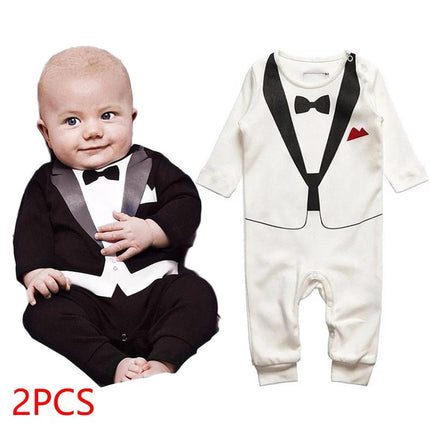 Baby Romper Baby Boy Long White - Black Jumpsuit - Baby Romper - PureMilk - Mad Fly Essentials