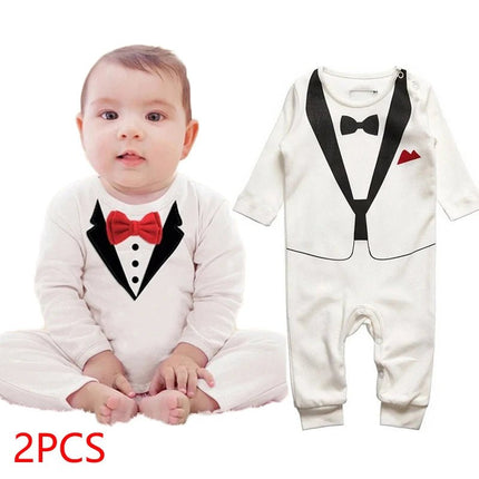 Baby Romper Baby Boy Long White - Black Jumpsuit - Baby Romper - PureMilk - Mad Fly Essentials