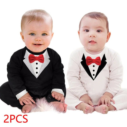 Baby Romper Baby Boy Long White - Black Jumpsuit - Baby Romper - PureMilk - Mad Fly Essentials