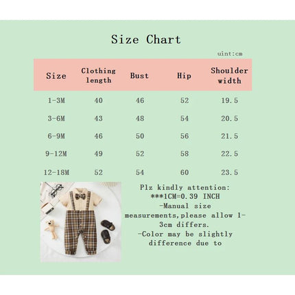 Baby Romper Boy Bowtie Long Plaid Gentleman Suit - Baby Romper - Bibihou - Mad Fly Essentials
