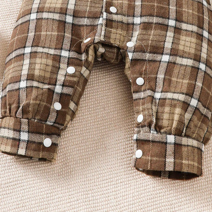 Baby Romper Boy Bowtie Long Plaid Gentleman Suit - Baby Romper - Bibihou - Mad Fly Essentials