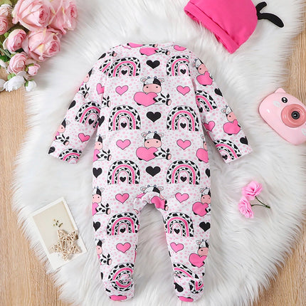 Baby Romper Girl Love Printed Cow Animal Onesies - Baby Romper - ABaby - Mad Fly Essentials