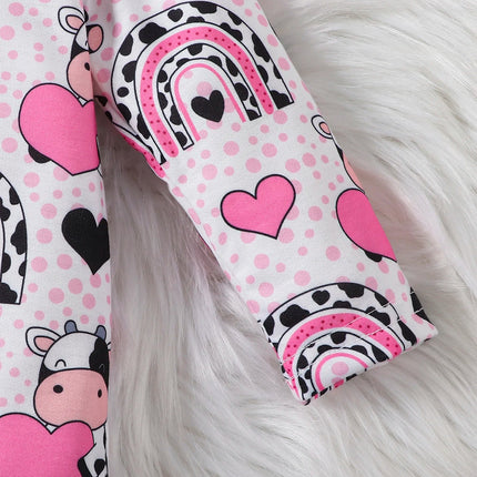Baby Romper Girl Love Printed Cow Animal Onesies - Baby Romper - ABaby - Mad Fly Essentials