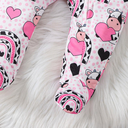 Baby Romper Girl Love Printed Cow Animal Onesies - Baby Romper - ABaby - Mad Fly Essentials