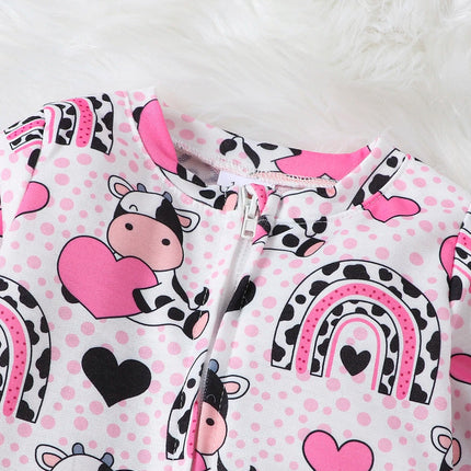 Baby Romper Girl Love Printed Cow Animal Onesies - Baby Romper - ABaby - Mad Fly Essentials