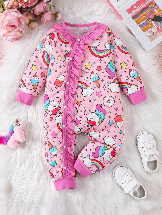 Baby Romper Girl Unicorn Rainbow Ice Cream Bodysuits - Baby Romper - ABaby - Mad Fly Essentials