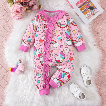Baby Romper Girl Unicorn Rainbow Ice Cream Bodysuits - Baby Romper - ABaby - Mad Fly Essentials