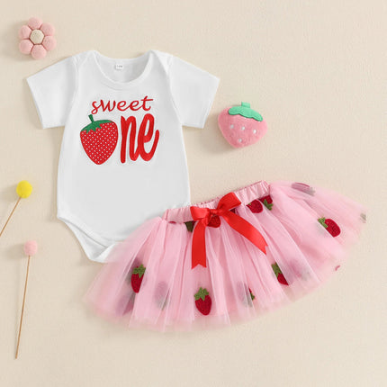 Baby Toddler Outfit Baby Girl First Birthday Strawberry Outfit - Baby Toddler Outfit - BabyBoo - Mad Fly Essentials