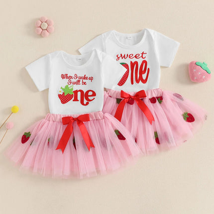 Baby Toddler Outfit Baby Girl First Birthday Strawberry Outfit - Baby Toddler Outfit - BabyBoo - Mad Fly Essentials