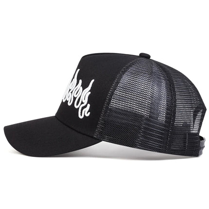 Baseball Hat Men Flame Embroidery Trucker Caps - Baseball Hat - PangKE - Mad Fly Essentials