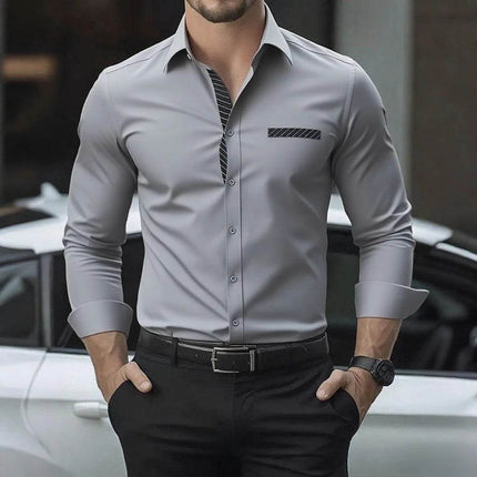 BC Men Fashion Solid Long Sleeve Business Casual Shirt - Business Casual Shirt - BC - Mad Fly Essentials