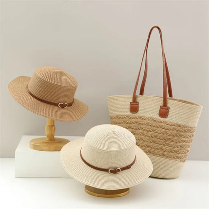 Beach Bags Summer 2pc Straw Hat Set Beach Vacation Tote Bag - Beach Bags - NEAT CULTURE - Mad Fly Essentials