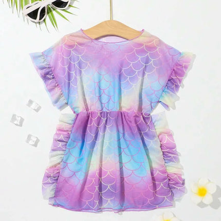 Beach Dress Girl Ruffled Mermaid Bathing Suit Coverup Swimwear - Beach Dress - Forefair - Mad Fly Essentials