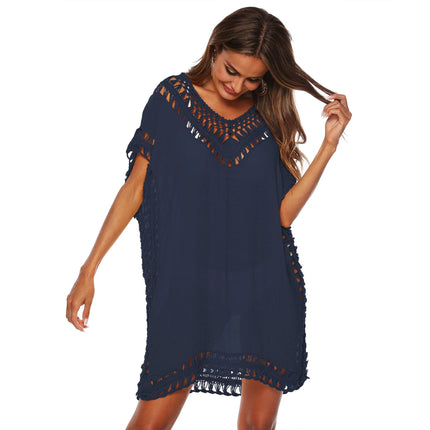 Beach Dress Women Crochet Cover Up Solid Swimsuit Dress - Beach Dress - MAFIRRY - Mad Fly Essentials