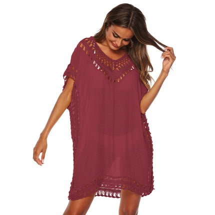Beach Dress Women Crochet Cover Up Solid Swimsuit Dress - Beach Dress - MAFIRRY - Mad Fly Essentials