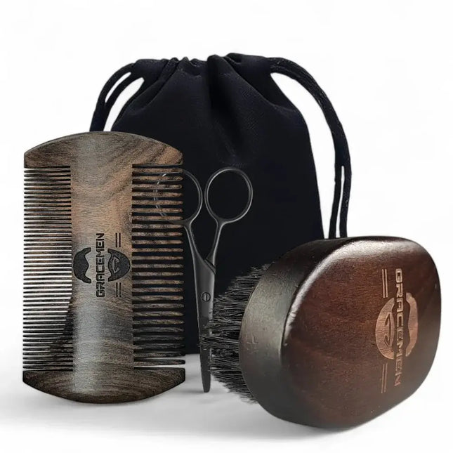 Beard Care Kit - Retro Beard Brush Comb Scissors Set - Beard Care - Beard Care Kits - Mad Fly Essentials
