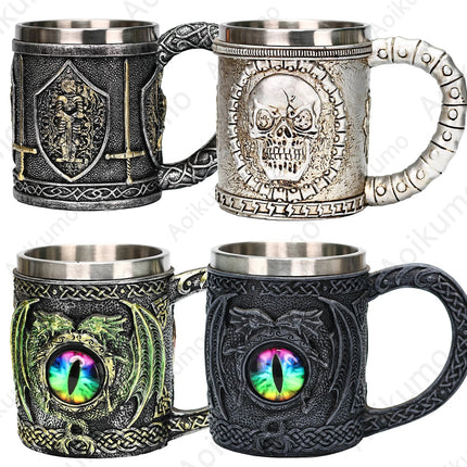Beer Mug Dragon Eye Stainless Medieval Cross Mug - Beer Mug - BARMAID BARWARE - Mad Fly Essentials