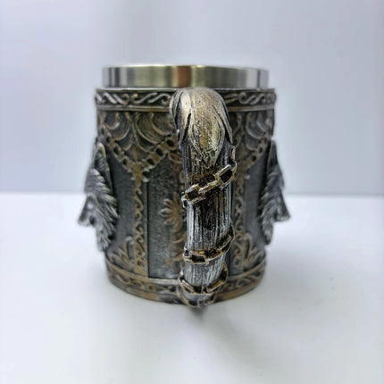 Beer Mug Norse Wolf Head Stainless Viking Tankard - Beer Mug - BARMAID BARWARE - Mad Fly Essentials