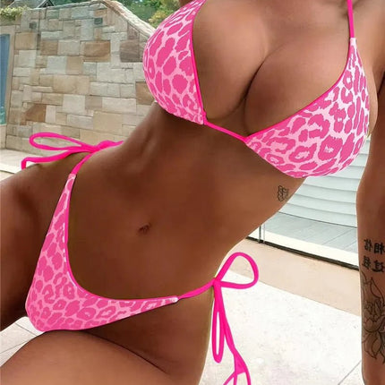 Bikini Set Women 2pc Lace Leopard Micro Swimwear Set - Bikini Set - Seenimoe - Mad Fly Essentials