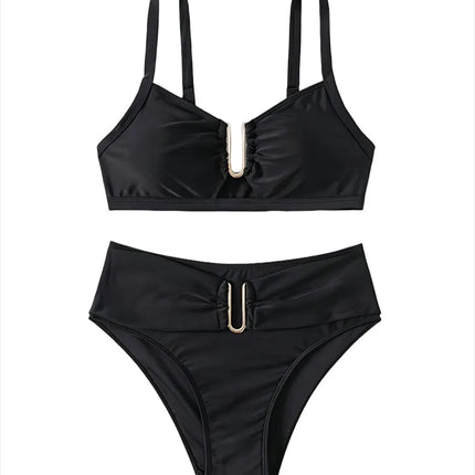 Bikini Set Women Fashion Black Solid Swimwear - Bikini Set - CeCheetah - Mad Fly Essentials