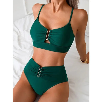 Bikini Set Women Fashion Black Solid Swimwear - Bikini Set - CeCheetah - Mad Fly Essentials