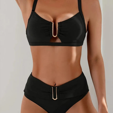 Bikini Set Women Fashion Black Solid Swimwear - Bikini Set - CeCheetah - Mad Fly Essentials