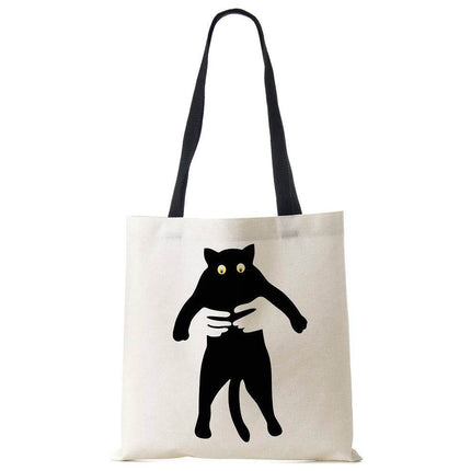 Black Cat Linen Eco Shoulder Handbag - Handbag - COOLOST - Mad Fly Essentials