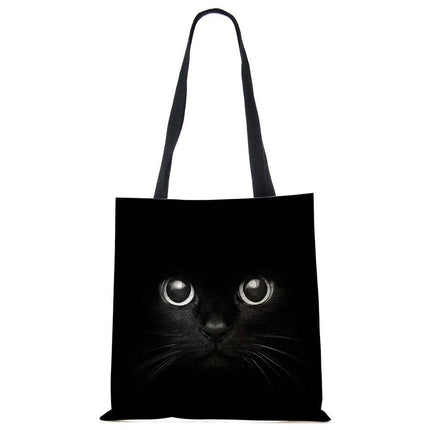 Black Cat Linen Eco Shoulder Handbag - Handbag - COOLOST - Mad Fly Essentials
