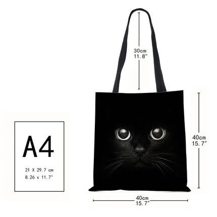 Black Cat Linen Eco Shoulder Handbag - Handbag - COOLOST - Mad Fly Essentials