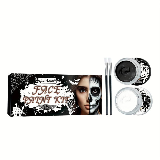 Black White Face Body Brush Paint Kit Party Essentials - Party Essentials - Mad Fly Essentials - Mad Fly Essentials