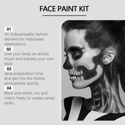 Black White Face Body Brush Paint Kit Party Essentials - Party Essentials - Mad Fly Essentials - Mad Fly Essentials
