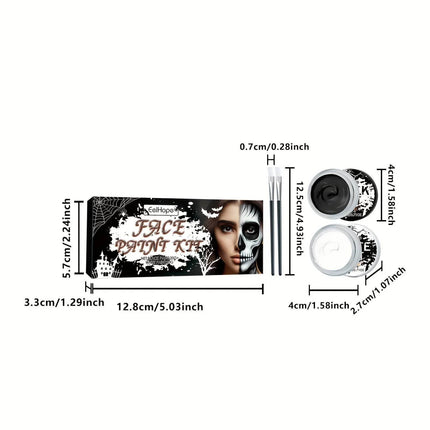 Black White Face Body Brush Paint Kit Party Essentials - Party Essentials - Mad Fly Essentials - Mad Fly Essentials