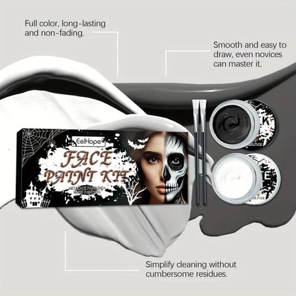 Black White Face Body Brush Paint Kit Party Essentials - Party Essentials - Mad Fly Essentials - Mad Fly Essentials