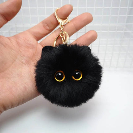Black White Plush Cat Keychain Women Accessories - Women Accessories - TotoJay - Mad Fly Essentials