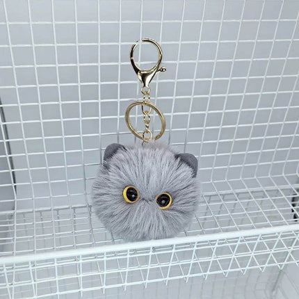 Black White Plush Cat Keychain Women Accessories - Women Accessories - TotoJay - Mad Fly Essentials