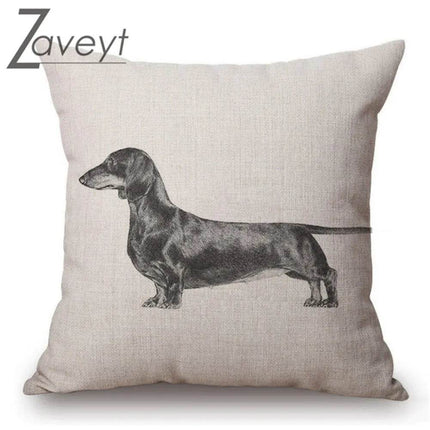 Black White Sketch Dachshund Nordic Linen Pillows Decor - Pillows Decor - Zaveyt - Mad Fly Essentials