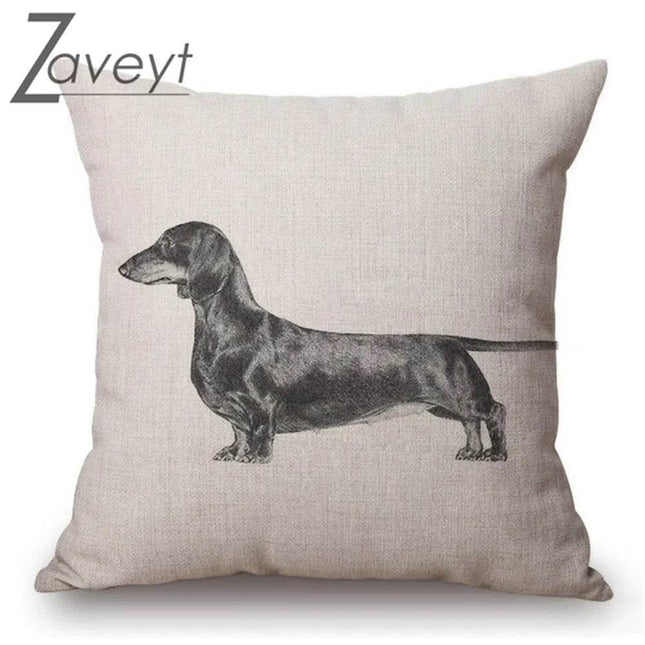 Black White Sketch Dachshund Nordic Linen Pillows Decor - Pillows Decor - Zaveyt - Mad Fly Essentials