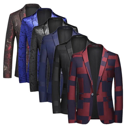Blazer Men 3D Sequin Printed Pocket Lapel Blazer - Blazer - Micoopie - Mad Fly Essentials