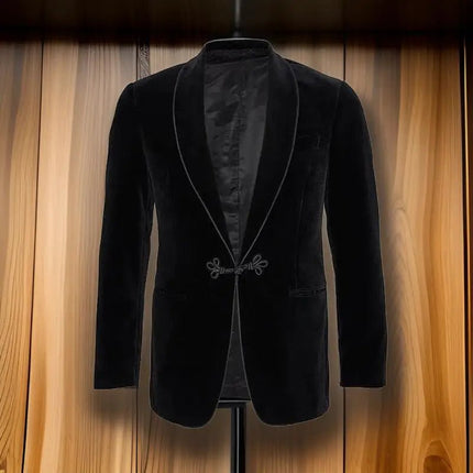 Blazer Men Business Casual Solid Black Blazers - Blazer - BC - Mad Fly Essentials