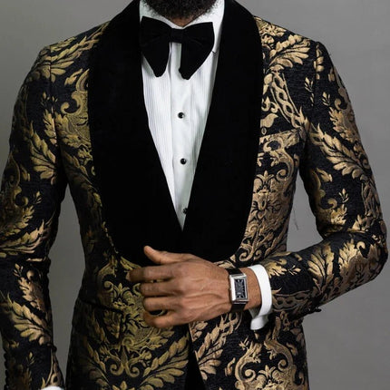 Blazer Men Golden Black Business Casual Jacket - Blazer - Top Nation - Mad Fly Essentials