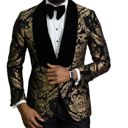Blazer Men Golden Black Business Casual Jacket - Blazer - Top Nation - Mad Fly Essentials