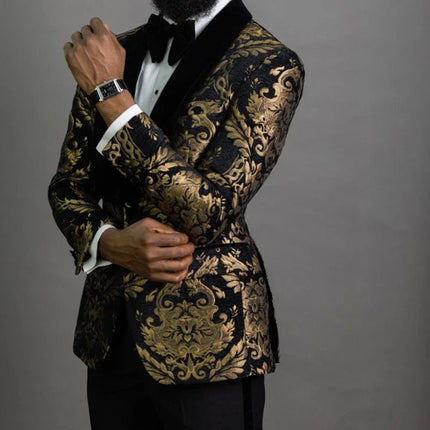 Blazer Men Golden Black Business Casual Jacket - Blazer - Top Nation - Mad Fly Essentials