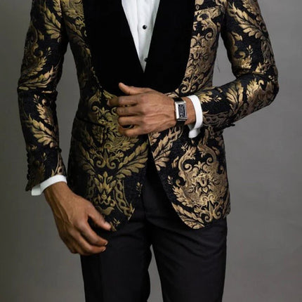 Blazer Men Golden Black Business Casual Jacket - Blazer - Top Nation - Mad Fly Essentials