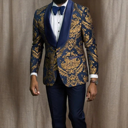 Blazer Men Golden Black Business Casual Jacket - Blazer - Top Nation - Mad Fly Essentials