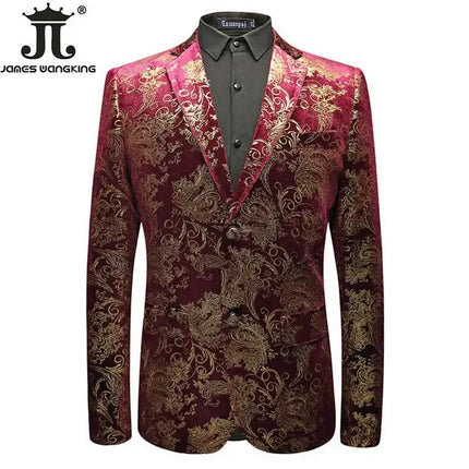 Blazer Men Silver Gold Velvet Paisley Floral Wedding Jackets - Blazer - James Wangking - Mad Fly Essentials